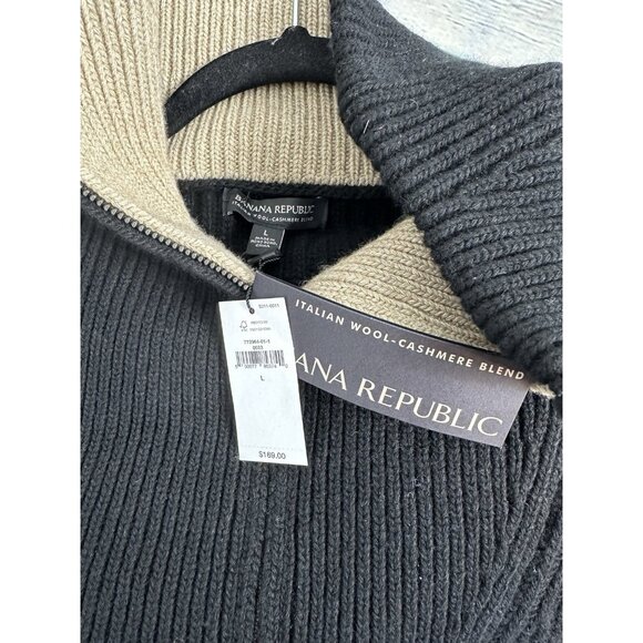 Banana Republic Black Oversized Half Zip Wool Cashmere Blend Sweater Size Large - Picture 4 of 7